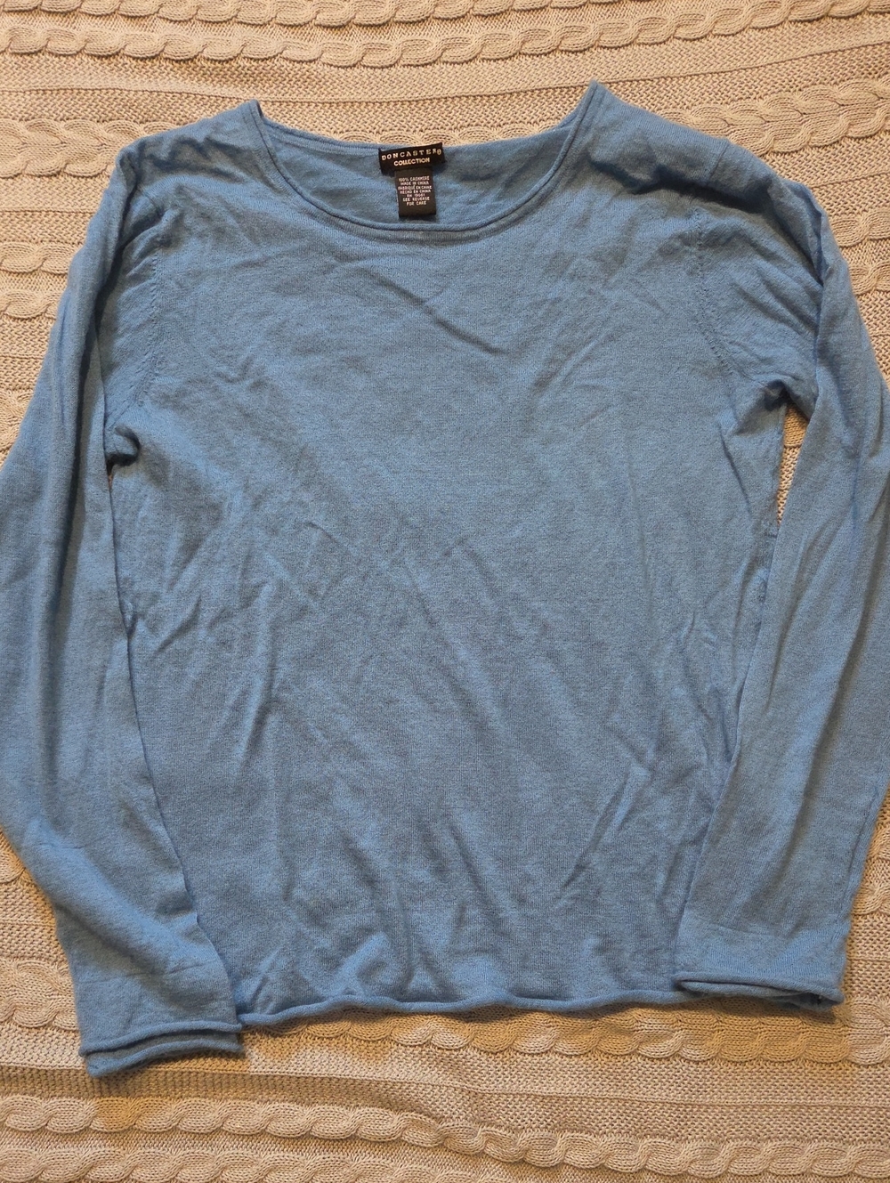 Doncaster Blue Scottish 100% Cashmere Boat Neck Womens Sweater Large Vintage